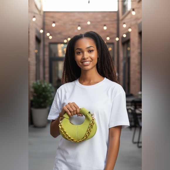 Green and Gold Mini Bag with Chunky Chain - Picture 5 of 7